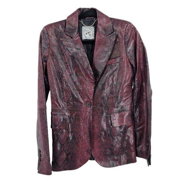 Zendaya Lambs Leather Blazer Jacket S Wine Snake 2019 Runway Limited Edition